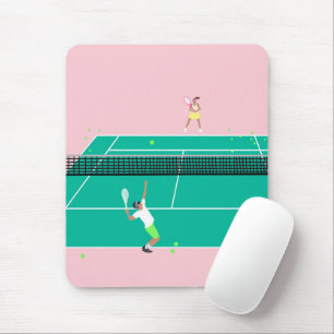 Moderne Art Tennis Match Player roze Groen Muismat