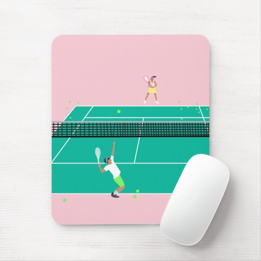 Moderne Art Tennis Match Player roze Groen Muismat (Met muis)