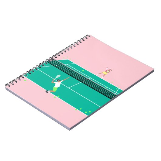 Moderne Art Tennis Match Player roze Groen Notitieboek (Linkerzijde)