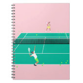 Moderne Art Tennis Match Player roze Groen Notitieboek (Voorkant)