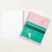 Moderne Art Tennis Match Player roze Groen Planner (Display)