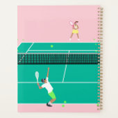 Moderne Art Tennis Match Player roze Groen Planner (Achterkant)