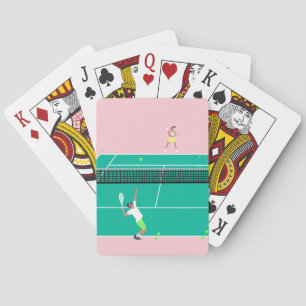 Moderne Art Tennis Match Player roze Groen Pokerkaarten