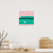 Moderne Art Tennis Match Player roze Groen Poster (Keuken)