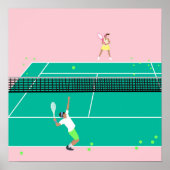 Moderne Art Tennis Match Player roze Groen Poster (Voorkant)