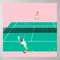 Moderne Art Tennis Match Player roze Groen