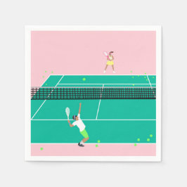 Moderne Art Tennis Match Player roze Groen Servet