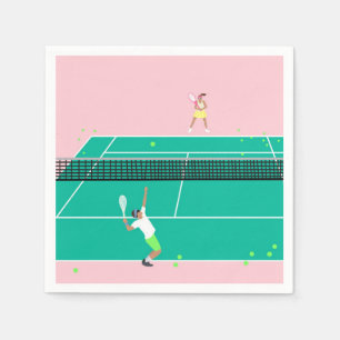 Moderne Art Tennis Match Player roze Groen Servet