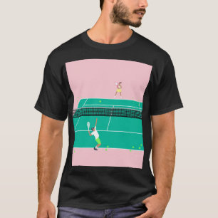Moderne Art Tennis Match Player roze Groen T-shirt