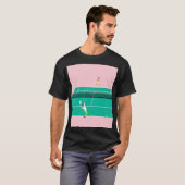 Moderne Art Tennis Match Player roze Groen T-shirt (Voorkant volledig)