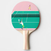 Moderne Art Tennis Match Player roze Groen Tafeltennisbatje (Voorkant)