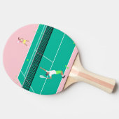 Moderne Art Tennis Match Player roze Groen Tafeltennisbatje (Zijkant)