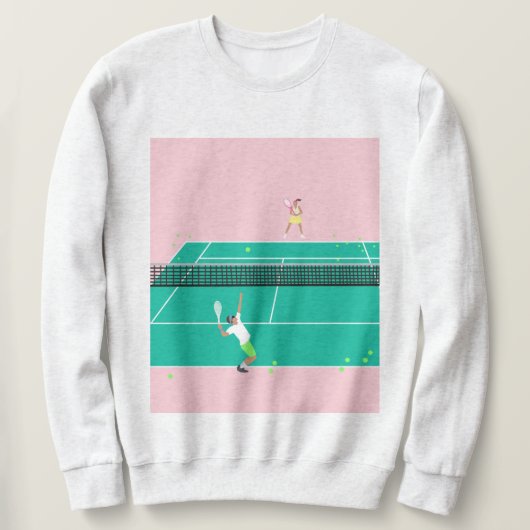 Moderne Art Tennis Match Player roze Groen Trui (Design voorkant)