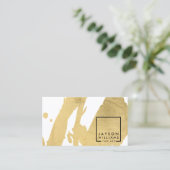 Moderne Artiest Abstract Faux Gold Brushstrokes Visitekaartje (Staand voorkant)