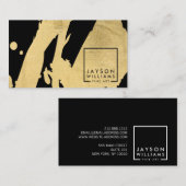 Moderne Artiest Abstract Goud/Zwart penseelstreken Visitekaartje (Voorkant / Achterkant)