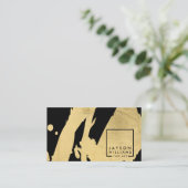 Moderne Artiest Abstract Goud/Zwart penseelstreken Visitekaartje (Staand voorkant)