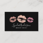 Moderne artiest met zwarte en roos goudglitter visitekaartje (Voorkant)