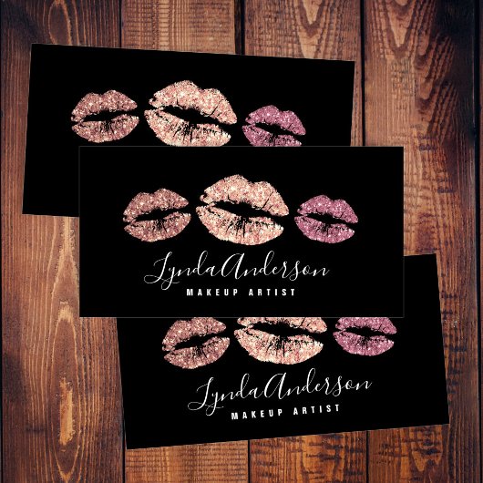 Moderne artiest met zwarte en roos goudglitter visitekaartje