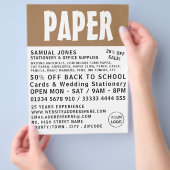 Moderne artikelen, papier en kantoorbenodigdheden flyer (Hand)