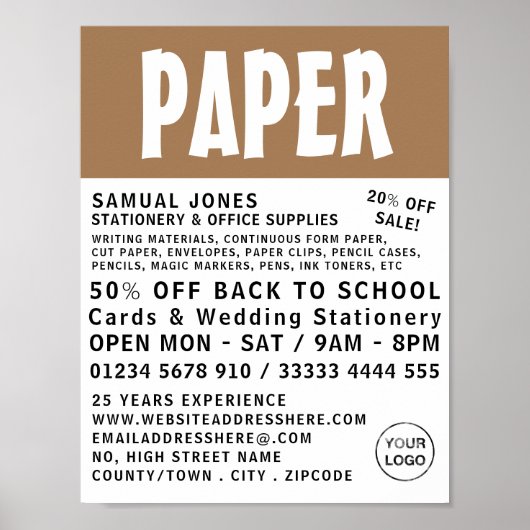 Moderne artikelen, papier en kantoorbenodigdheden poster (Voorkant)
