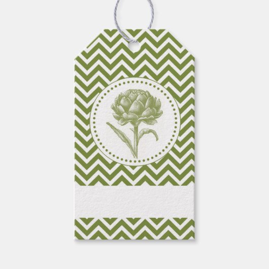 Moderne  artisjok en chevron kunst cadeaulabel (Voorkant)