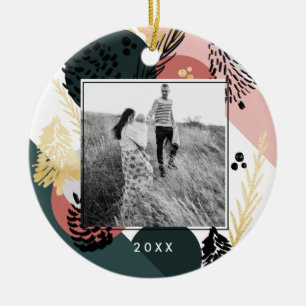 Moderne artistiek   Minimale foto van groene pinge Keramisch Ornament