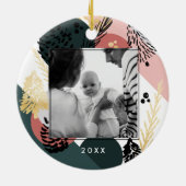 Moderne artistiek | Minimale foto van groene pinge Keramisch Ornament (Achterkant)