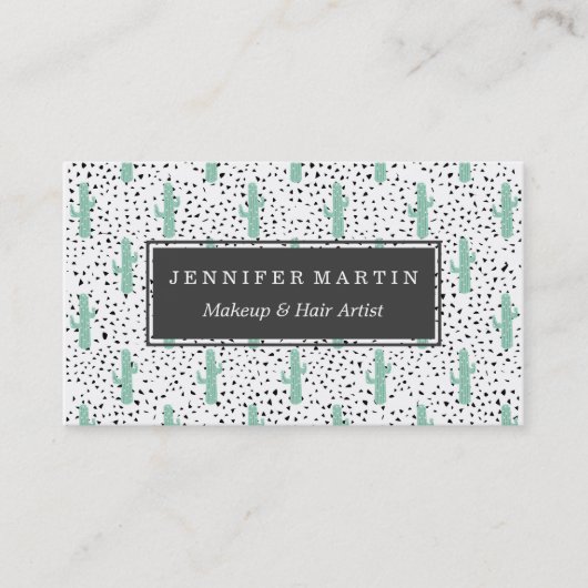 Moderne artistieke Abstracte Cactus en driehoeken Visitekaartje (Voorkant)