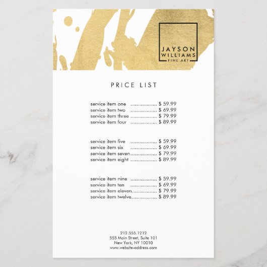 Moderne artistieke Abstracte Faux Gold Brushstroke Flyer (Voorkant)