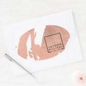 Moderne artistieke Abstracte Faux-Roos Gold-pensee Ovale Sticker (Envelop)