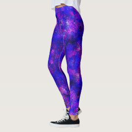 Moderne Artistieke Abstracte Kosmische Paarse Marm Leggings