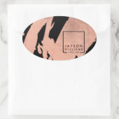 Moderne artistieke Abstracte Roos Gold/zwarte pens Ovale Sticker (Tas)