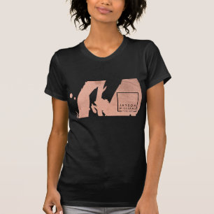 Moderne artistieke Abstracte Roos Gold/zwarte pens T-shirt