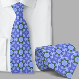 Moderne Artistieke Blauwe Geometrische Patroon Her Stropdas