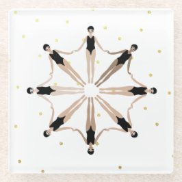 Moderne artistieke gesynchroniseerde zwemmers Gold Glazen Onderzetter