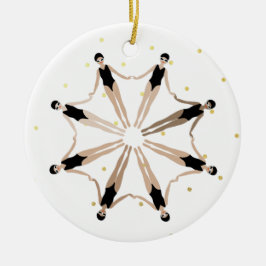 Moderne artistieke gesynchroniseerde zwemmers Gold Keramisch Ornament