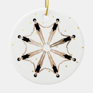 Moderne artistieke gesynchroniseerde zwemmers Gold Keramisch Ornament