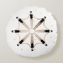 Moderne artistieke gesynchroniseerde zwemmers Gold Rond Kussen