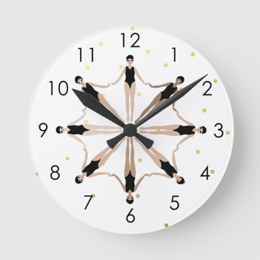 Moderne artistieke gesynchroniseerde zwemmers Gold Ronde Klok (Voorkant)