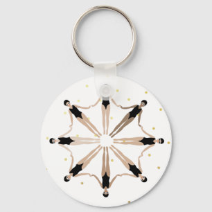 Moderne artistieke gesynchroniseerde zwemmers Gold Sleutelhanger