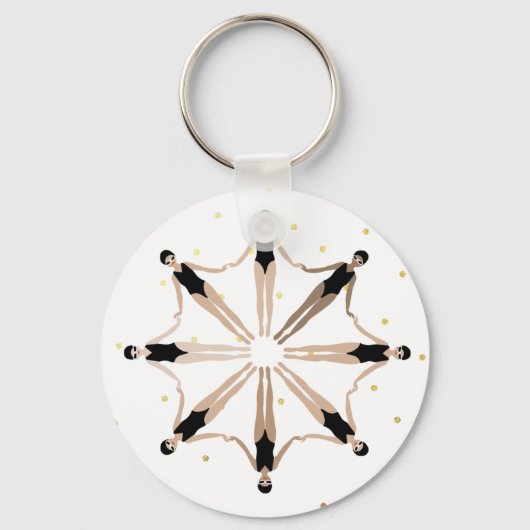 Moderne artistieke gesynchroniseerde zwemmers Gold Sleutelhanger (Voorkant)