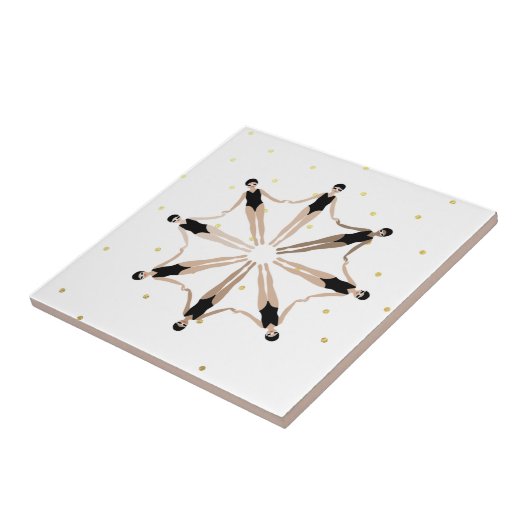 Moderne artistieke gesynchroniseerde zwemmers Gold Tegeltje (Zijkant)