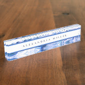 Moderne artistieke golfontwerp | Eenvoudige aangep Naambordje (Zijkant)