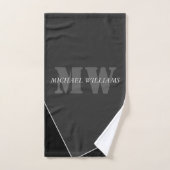 Moderne artistieke grijze monogram bad handdoek (Handdoek)