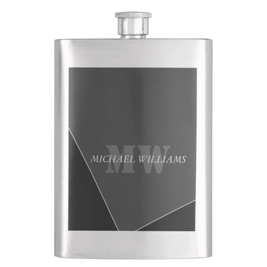 Moderne artistieke grijze monogram flacon (Voorkant)
