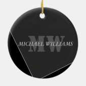 Moderne artistieke grijze monogram keramisch ornament (Achterkant)