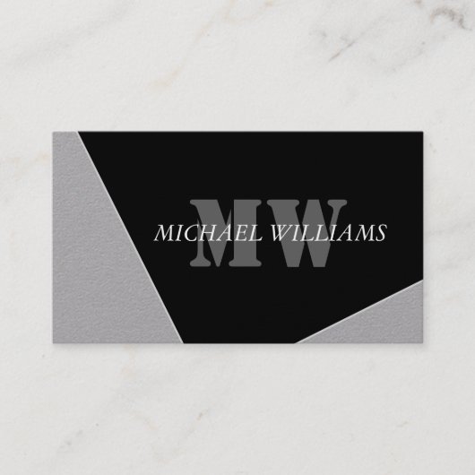 Moderne artistieke grijze monogram klantenkaartje (Voorkant)