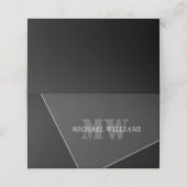 Moderne artistieke grijze monogram klantenkaartje (Buitenkant ongevouwen)