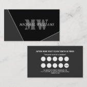 Moderne artistieke grijze monogram klantenkaartje (Voorkant / Achterkant)