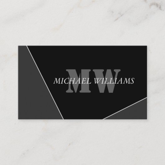 Moderne artistieke grijze monogram klantenkaartje (Voorkant)